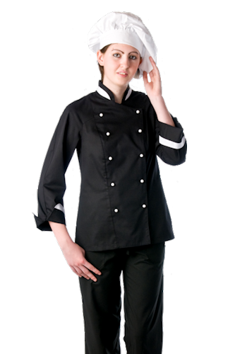 GCU128/N GIACCA LADY CHEF NERA BORDATA